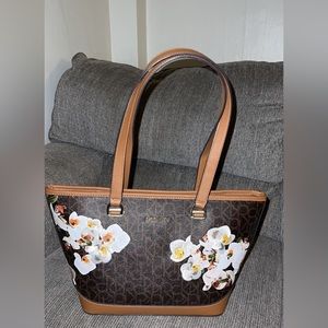 Calvin Klein embroidered floral purse